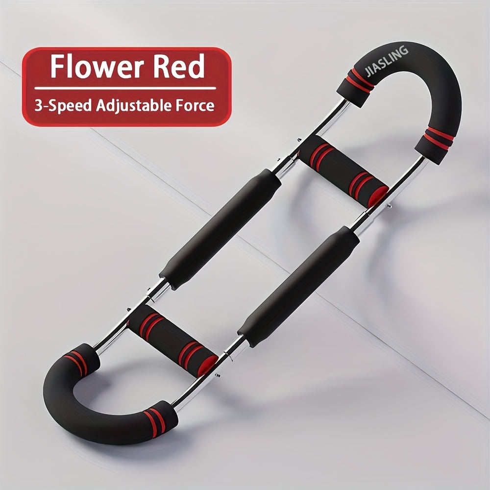 Arm Strength Trainer U-Shaped Spring Resistance Bar – Portable Home Gym Chest Expander & Forearm Strengthener with 2-Level Adjustable Resistance Bands, Detachable Design & Comfortable Grip | 3 Colors
