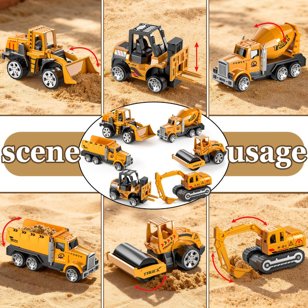 13-in-1 Construction Truck Vehicle Toy Set with Die-Cast Metal Cars & Play Mat – Transport Carrier Playset for Toddlers & Kids Ages 3+ STEM Learning Gift Boys Girls