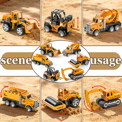 13-in-1 Construction Truck Vehicle Toy Set with Die-Cast Metal Cars & Play Mat – Transport Carrier Playset for Toddlers & Kids Ages 3+ STEM Learning Gift Boys Girls