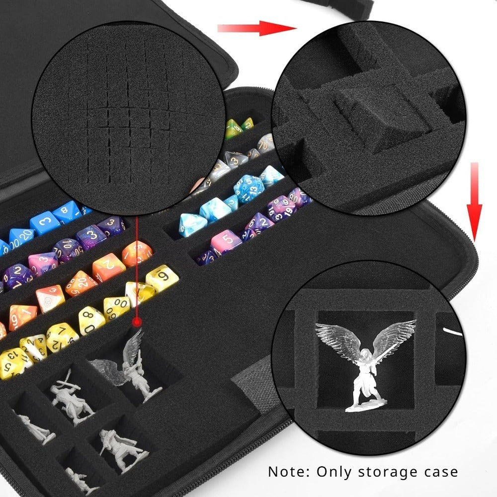 DnD Dice Tray & Storage Box for D&D RPG MTG Tabletop Games – Polyhedral Dice Rolling Tray Organizer Case for Dungeons & Dragons, Pathfinder, Warhammer & Board Games, Sleek Black Gamer Gift (Case Only)