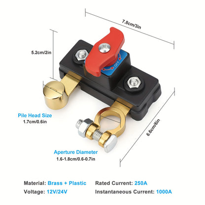 2 Rotating Battery Isolator Switches, Durable And Sturdy, Suitable for 12V And 24V Battery Systems, No Tools Required, Suitable for Vehicles, Trucks, And Boats