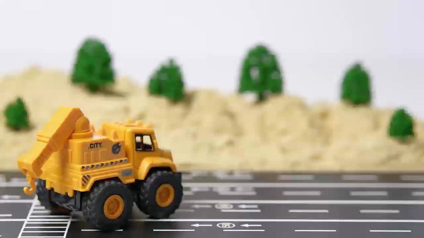 4-Piece Construction Truck Set for Kids – Excavator Dump Truck Crane Cement Mixer Sandbox STEM Engineering Vehicle Playset, Toddler Boy Girl Birthday Gift Ages 3+