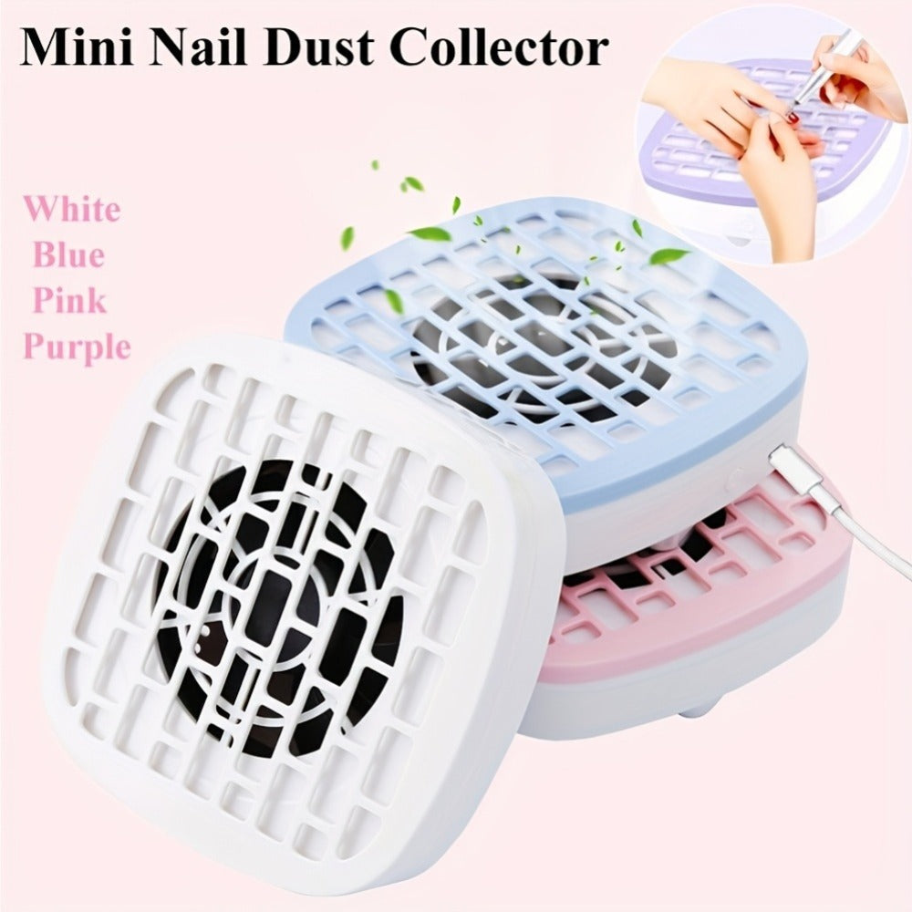 Nail Dust Collector Desktop USB Electric Nail Vacuum Fan Powerful Suction Powder Removal Machine with Filter for Manicure Nail Drill Salon Home Use White Pink Blue Purple