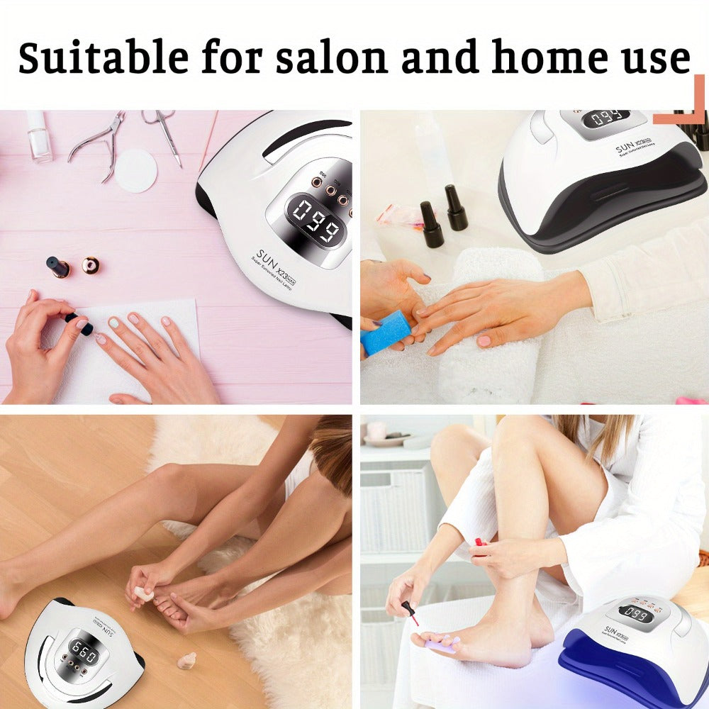 380W LED Nail Lamp Auto Sensor LCD Timer 4 Timing Modes 81 LED Beads Fast Gel Curing USB Powered One-Touch Button Low Heat Mode Home Salon Manicure Pedicure All Gel Polish