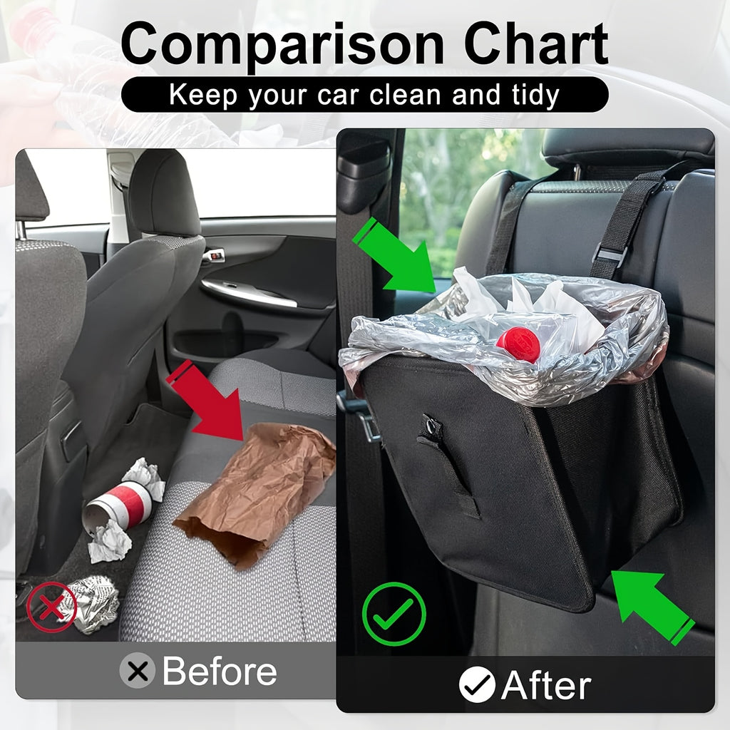 Car Trash Can, Foldable Trash Can Collapsible Hanging Trash Bag for Car Seat, Gallons Leakproof Garbage Bags, Cars Must Haves Interior Accessories Essentials, Hanging Leakproof Storage Bag with Large Capacity, Car Interior Accessories