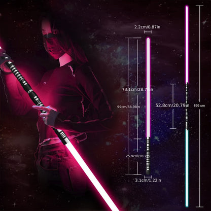Light Up Dueling Saber 78" with 16 Color Lights & 3 Movie Sounds – 2-in-1 Dark Phantom Sword Single or Double Player – Halloween Cosplay Birthday Christmas Party Gift