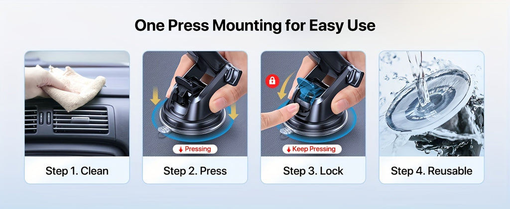 Miracase Car Phone Holder - Strong Suction Cup Mount for Dashboard & Vent, Hands-Free Compatible with All Smartphones, Durable ABS Material, Secure 360° Viewing Angles, Phone Holder for Car