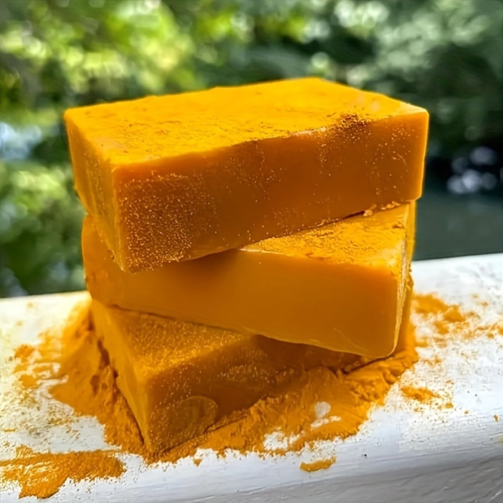Kojic Acid Soap Set with Turmeric & Lemon – Handmade Cold-Processed Brightening Bars for Face & Body, Deep Cleansing & Hydrating, All Skin Types, Includes Foaming Net & Bath Tools