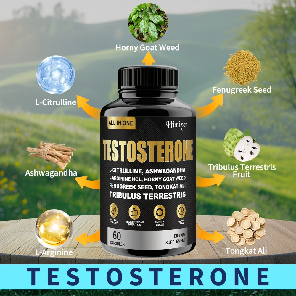 Tongkat Ali Supplement for Men with Horny Goat Weed, Ashwagandha, L-Arginine & L-Citrulline — 5-in-1 Testosterone, Energy, Stamina & Nitric Oxide Formula | 5 Bottles 300 Capsules Value Pack