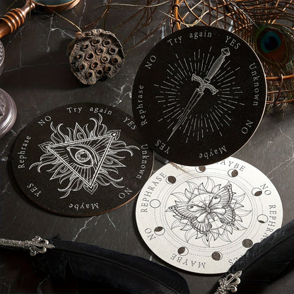 Pendulum Board Wooden 8 Pack – Retro Wiccan Divination Board 6 Inch with Metaphysical Messages Dowsing Board for Beginners Witchcraft Decision Making Spiritual Gift
