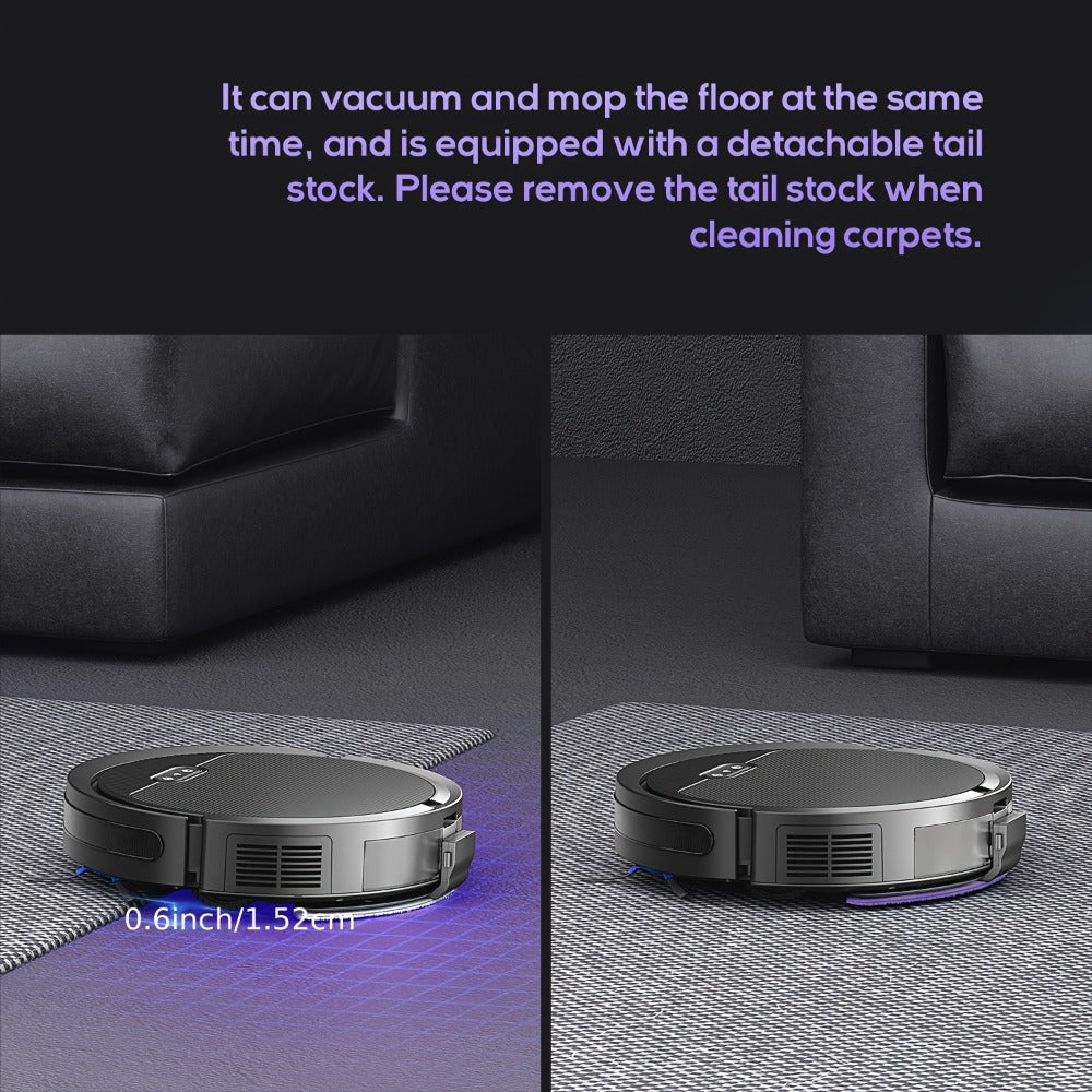 Robot Vacuum Cleaner Mop Combo 5000Pa Max Suction 2-in-1 with App & Voice Control - Scheduled Cleaning, Auto Recharge, for Pet Hair, Low Pile Carpet & Hard Floors, 12.2 inch Slim Design, Multiple Colors