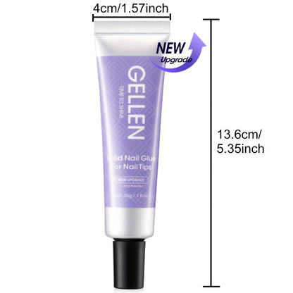 Nail Glue Gel UV LED Solid Formula 30g — Crystal Clear Extra Strong Bond for Press On Nails, Acrylic Tips, Nail Extensions & Rhinestones | Repositionable Before Cure | Lasts Up to 30 Days