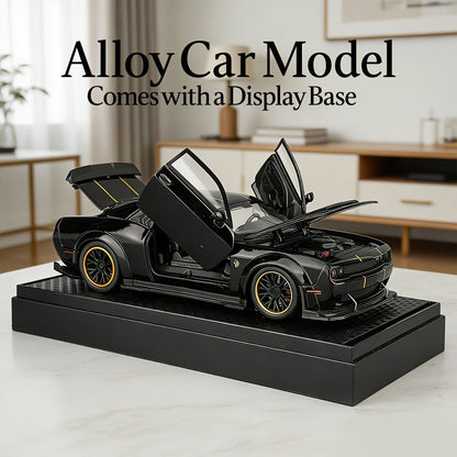 1:32 Scale Dodge Hellcat Die-Cast Metal Car Model with Openable Doors & Display Base – Collector Diecast Vehicle, Desk Decoration, Birthday Christmas Gift for Adults Men