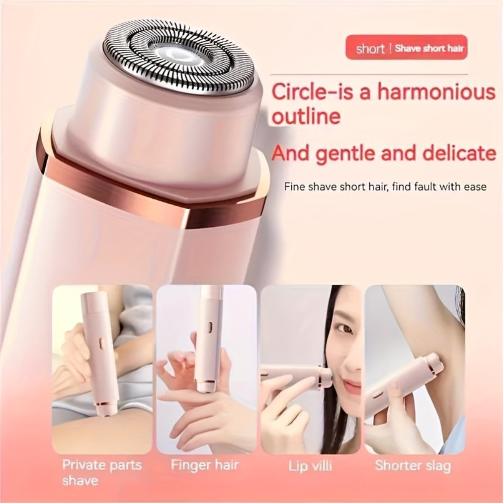 Bikini Trimmer Electric 2-in-1 Rechargeable Dual-Head Face Shaver for Women - Stainless Steel Blade USB Cordless Hair Remover for Bikini Line Face Arms Thighs Body Portable Gift
