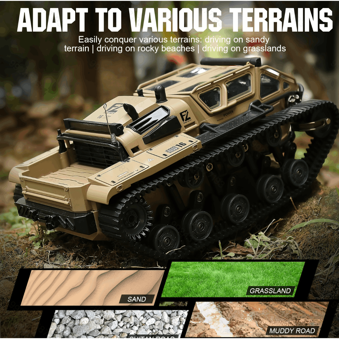 Full-Proportional RC Tracked Tank with LED Lights – Alloy Door Open Military War Vehicle All-Terrain Off-Road Remote Control Tank for Kids Adults, 1 or 2 Battery Options, Best Birthday Gift