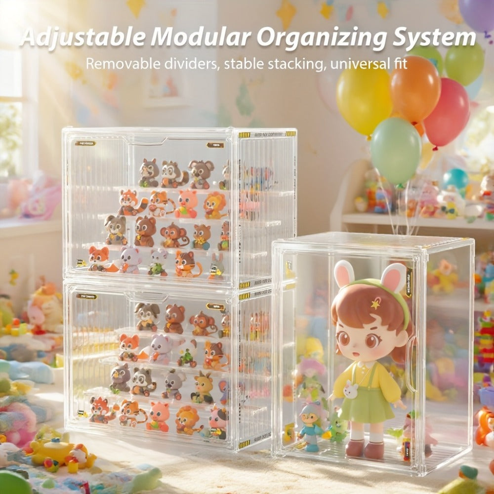 4-Tier Acrylic Figure Display Case with Magnetic Design – Clear Collector Showcase Box for Action Figures Dolls Funko Pop Anime Desktop Organizer