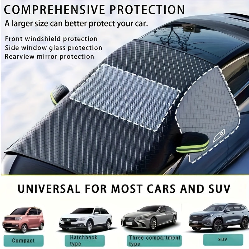 Magnetic Universal Car Sunshade - Heat-Insulating, Uv-Blocking, Snow-Proof, Wind-Proof, And Leaf-Proof Three-Window Extendable Sunshade for Suvs And Sedans - Protective Car Cover