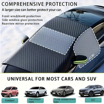 Magnetic Universal Car Sunshade - Heat-Insulating, Uv-Blocking, Snow-Proof, Wind-Proof, And Leaf-Proof Three-Window Extendable Sunshade for Suvs And Sedans - Protective Car Cover