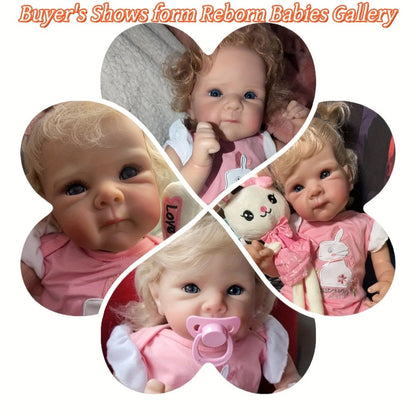 Reborn Baby Doll 16 Inch Handcrafted Newborn with Hand-Applied Eyelashes Rooted Hair Soft Cloth Body & Poseable Limbs – Includes Outfit Pacifier Diaper & Birth Certificate, Lifelike Girl Toy Gift Ages 3+ 42cm