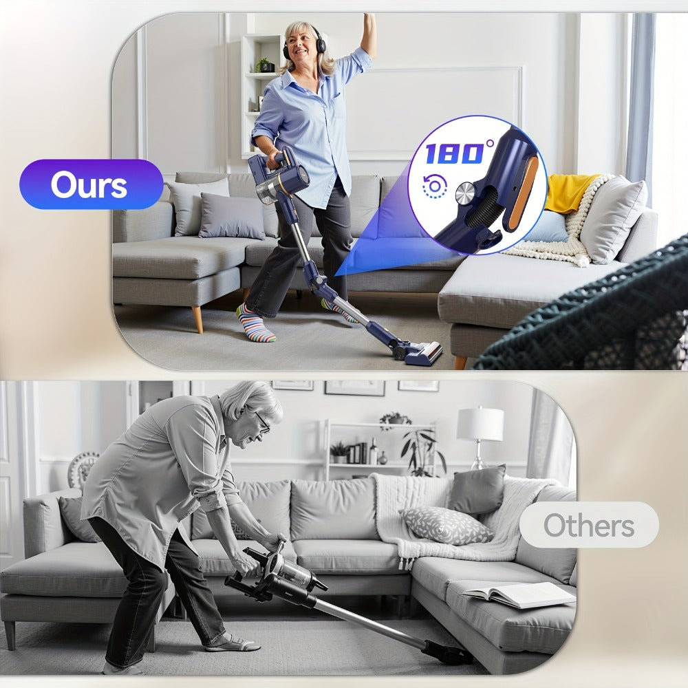 Cordless Vacuum Cleaner for Home – Corded & Cordless 2-in-1, 180° Foldable, LED Brush, High Suction, 40-Min Runtime, 38.58oz Dust Cup for Hardwood Floors, Seniors & Pregnant Women
