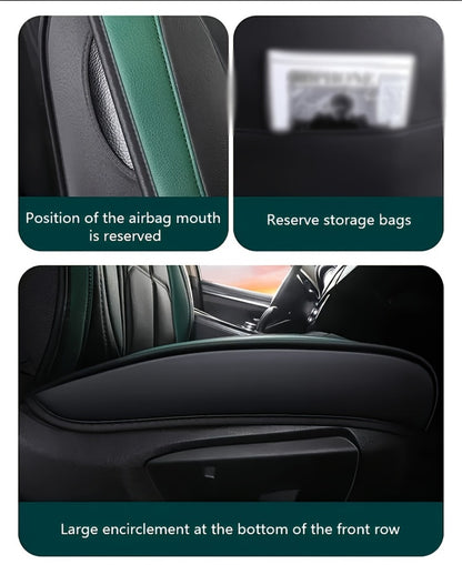 Car Seat Covers Faux Leather – Sporty Full-Coverage for Driver & Passenger, Universal Fit for Sedans, SUVs & Trucks, Green & Blue
