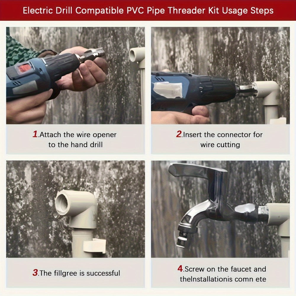 Pipe Threading Set 9 & 13-Piece – Power Drill Water Pipe Thread Dies for 1/2", 3/4" & 1" Inside & Outside Threading, Professional Plumbing Pipe Threader Tool Kit