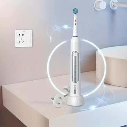 Rotating Electric Toothbrush with 8 Replacement Heads – Wireless Induction Charging, 3 Cleaning Modes, IPX7 Waterproof, Oral Care Gift for Family, Friends & Parents – Blue, Purple, Black