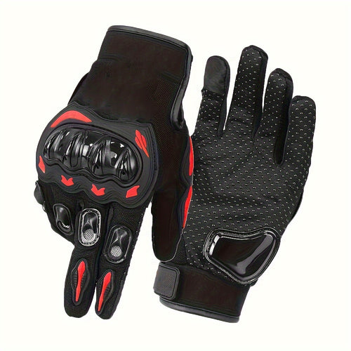 DRASPOTEE Touchscreen-Compatible Motorcycle Gloves With Hard Knuckle Protection Full Finger Anti-Slip Comfort Fit For Outdoor Sports And Cycling