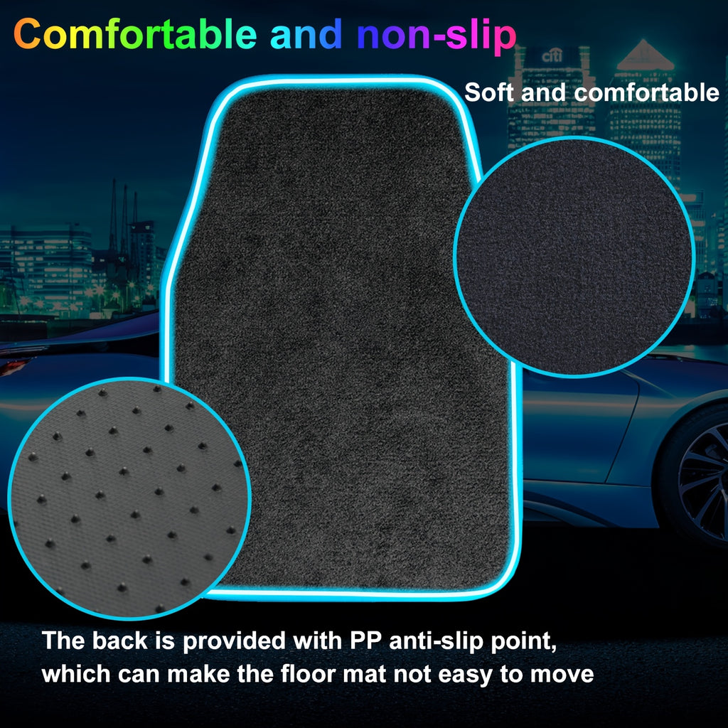 Universal Fit Car Floor Mats with LED Strip Light, Black PU Leather Automotive Carpet, App Control Interior Car Lights, Anti-Slip RGB Car Decor Accessories for SUV, Trucks, Sedan, Jeeps