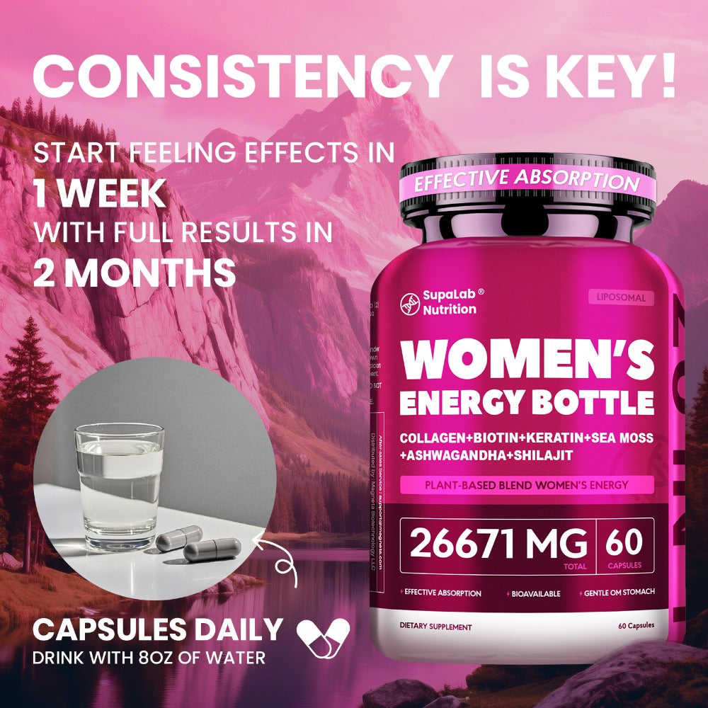 Sea Moss & Ashwagandha Women's Energy Supplement 20-in-1 with Shilajit - Hormonal Balance, Focus, Sleep & Daily Vitality Capsules for Women - Energize by Day, Restore by Night Formula