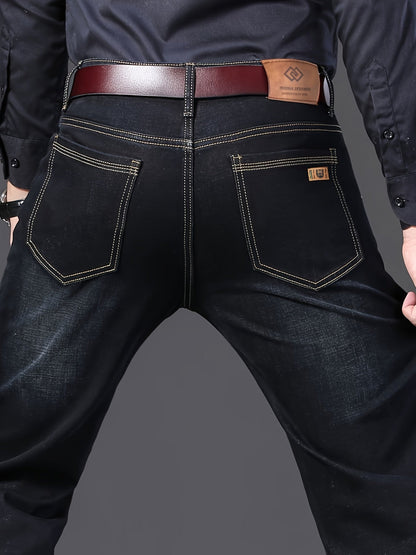 Men's Straight Leg Jeans - Black Denim Clean Finish Modern