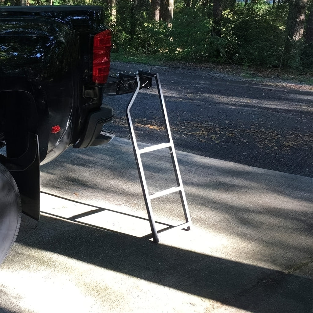 WAYWE Foldable Truck Tailgate Ladder for Pickup with Aluminum Step Grip Plates, Replaceable Rubber Ladder Feet & Stainless Steel Self Drilling Hex Screws for Easy Installation Folding Heavy Duty Tire Step Fit Tire From 10inch to 15inch