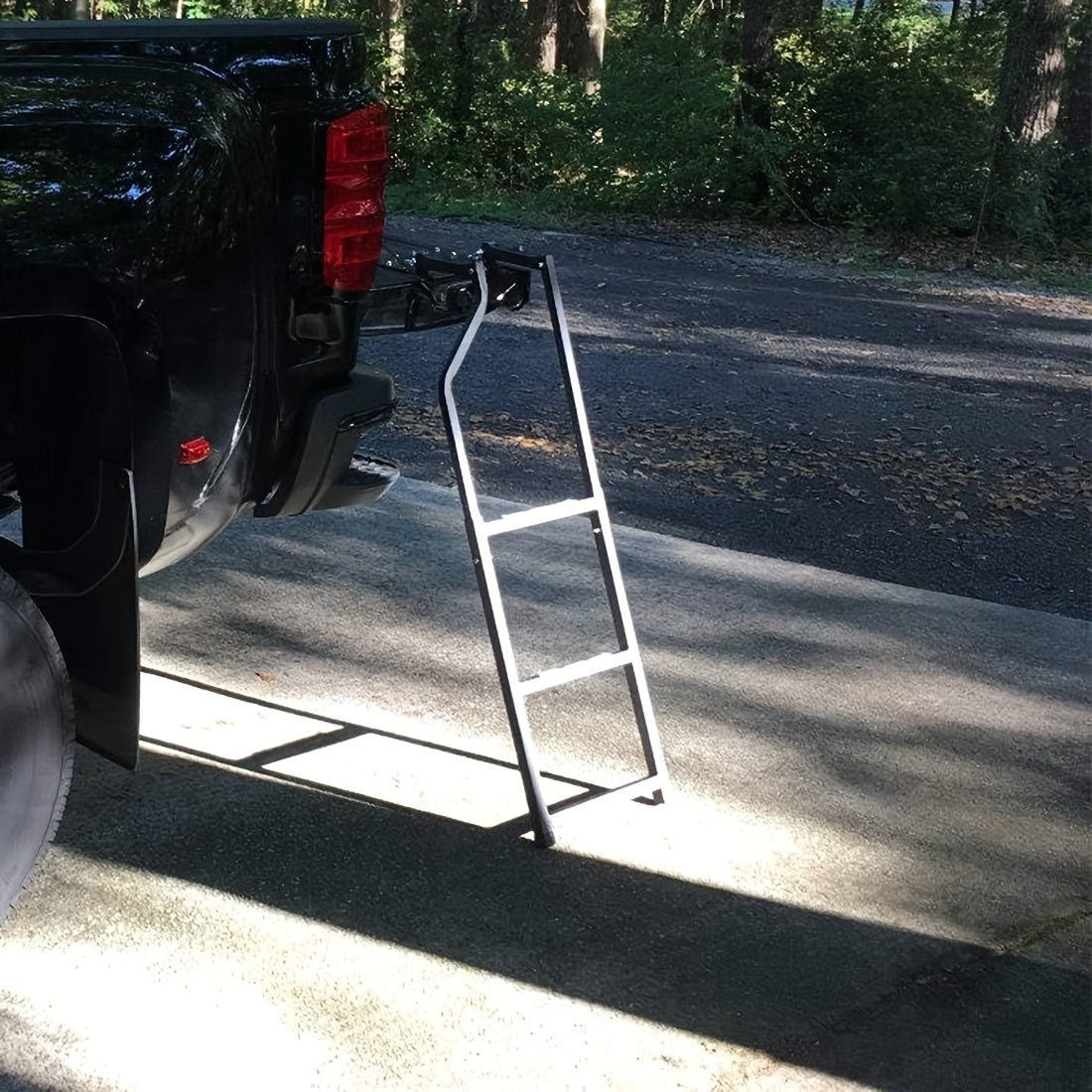 WAYWE Foldable Truck Tailgate Ladder for Pickup with Aluminum Step Grip Plates, Replaceable Rubber Ladder Feet & Stainless Steel Self Drilling Hex Screws for Easy Installation Folding Heavy Duty Tire Step Fit Tire From 10inch to 15inch