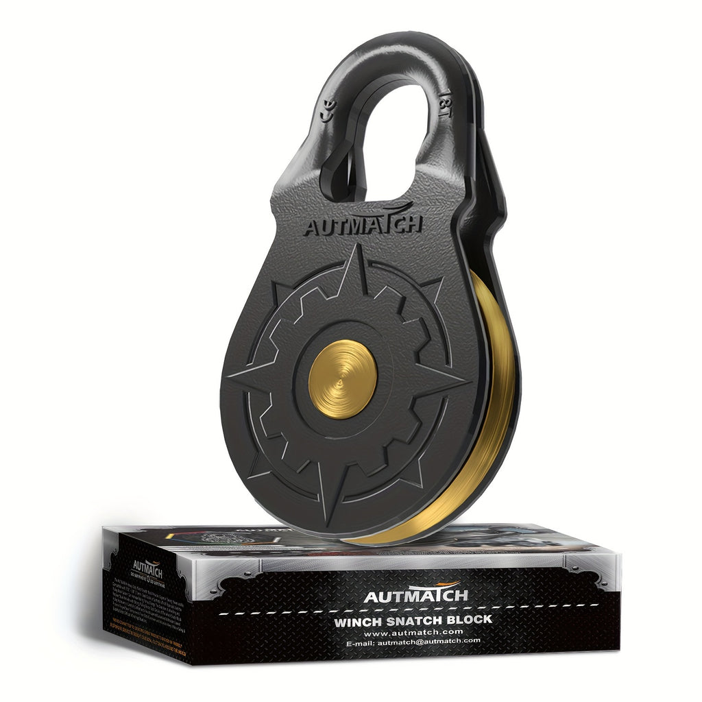 AUTMATCH 18 Ton Heavy-Duty Winch Snatch Block - 79,366 lbs Break Strength Forged Steel Pulley System, Galvanized & Powder Coated Off-Road Recovery Block for Truck, UTV, ATV, 4WD - Steel/Synthetic Cable Compatible (Multi-Color Options)