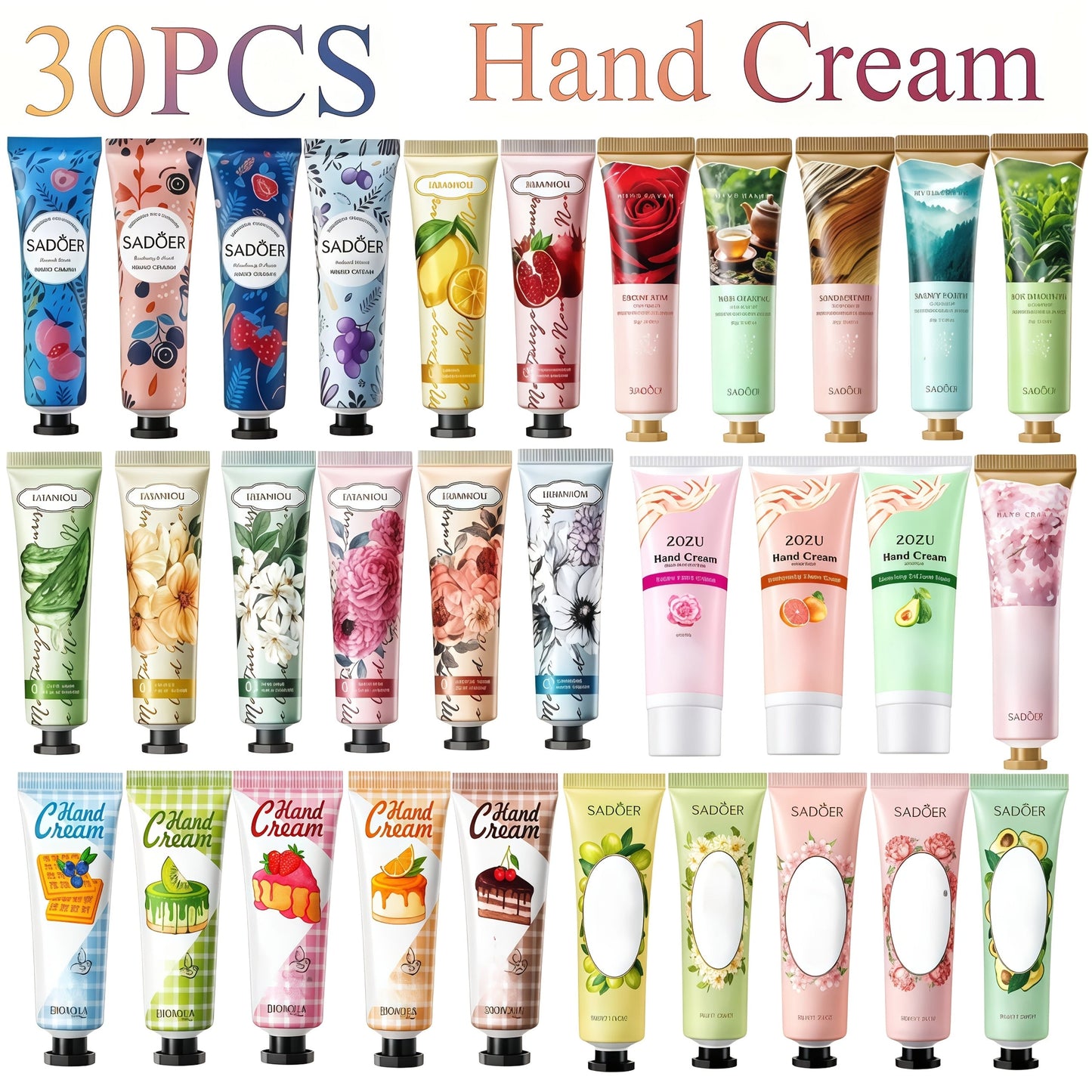 30 Random Scents Mini Hand Cream Gift Set 30pcs Assorted Travel Size Moisturizing Lotion for Dry Skin Winter Hydration Nourishing Hand Lotion for Women Friends Family Stocking Stuffer