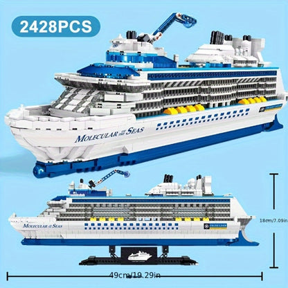 Cruise Ship Building Blocks Model 2428 Pcs – Technic Mini Brick Advanced Construction Set Home Decor Display for Adults Teens Ship Enthusiasts Christmas Birthday Gift