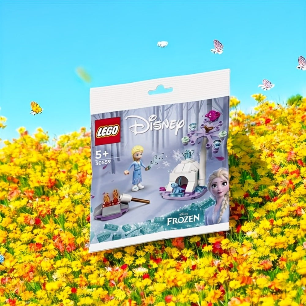 Elsa & Bruni Forest Camp Building Block Set 30559 – Frozen Princess Mini Brick Kit, Enchanted Nature Scene Collectible Display, Fun Birthday Party Favor Gift for Girls & Frozen Fans Ages 5+