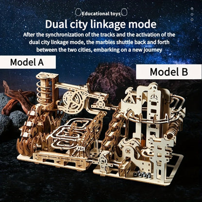 Wooden Ball Track Puzzle Model Kit – STEM Engineering Building Set for Adults & Teens, Kinetic Marble Run Expansion Sets A & B, Brain Teaser DIY Craft, Unique Birthday Gift for Men Women