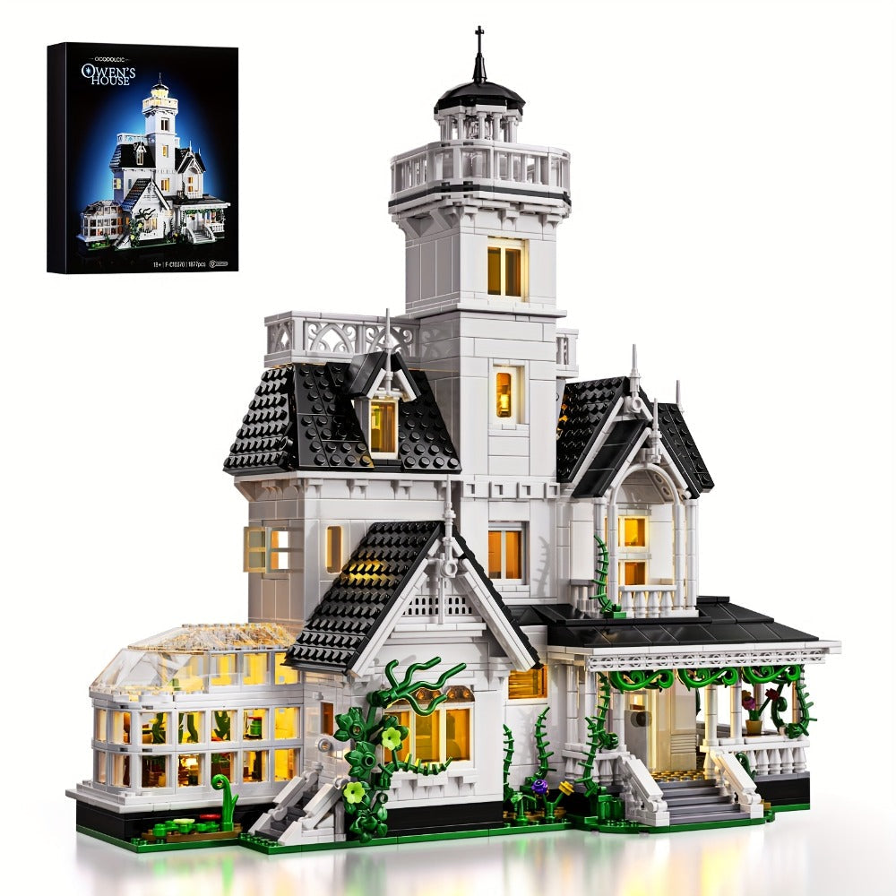 Owen's House Building Block Set 1877pcs – Victorian Architecture Movie-Inspired Collectible Brick Kit with Interior Details, 3 Floors & Observation Deck, Adult Teen Gift Birthday Christmas Halloween