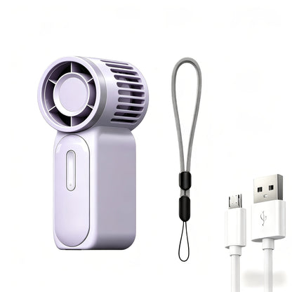 Handheld Ice Pack Fan High-Speed Semiconductor Cooling | 100-Speed Digital Display Turbo Fan with LED Light, Foldable Portable Design for Outdoor, Travel & Daily Use – Purple, Beige, Pink, Black & White