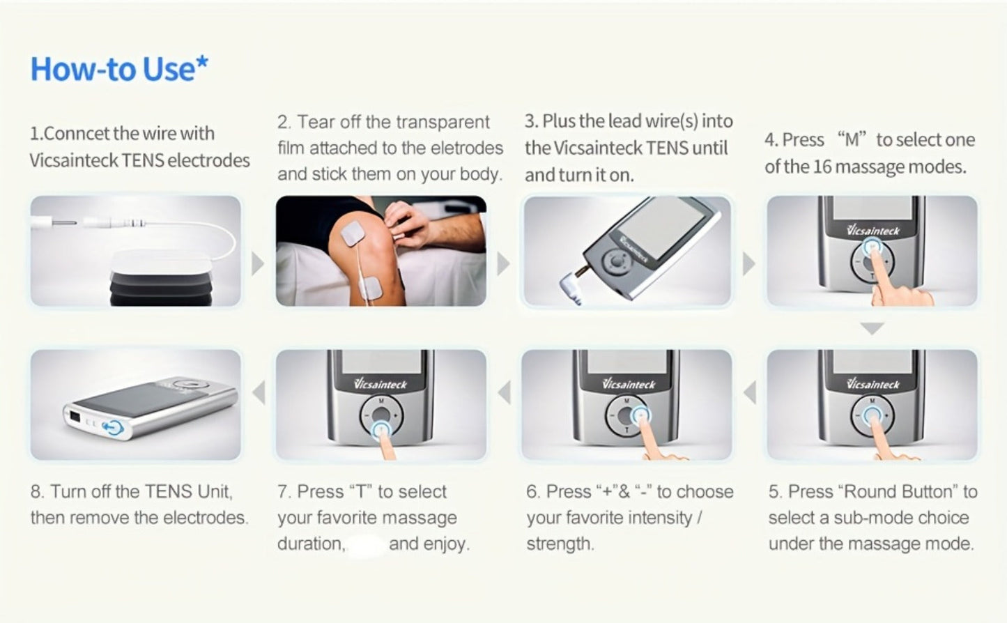 Portable TENS EMS Unit Muscle Massager – 16 Modes 20 Intensity Levels, 4 Electrodes for Back, Shoulder, Leg & Foot Pain Relief, Rechargeable Physical Therapy Device for Men & Women