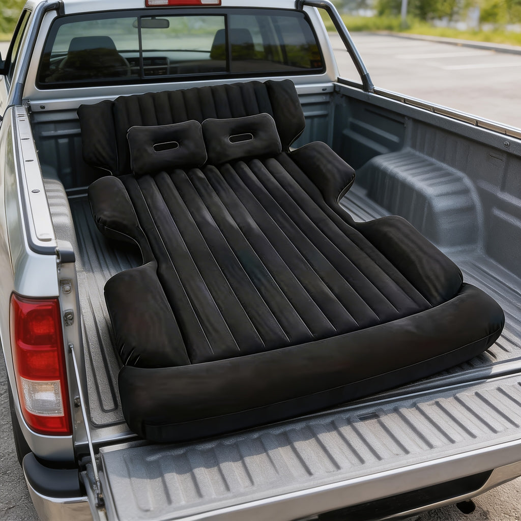 Comfortable Thickened Gray/Black Car Inflatable Mattress, Car Accessories, Inflatable Car bed for Truck and SUV Trunk, Foldable and Portable Skin-Friendly Back Seat Mattress, camping gear and equipment