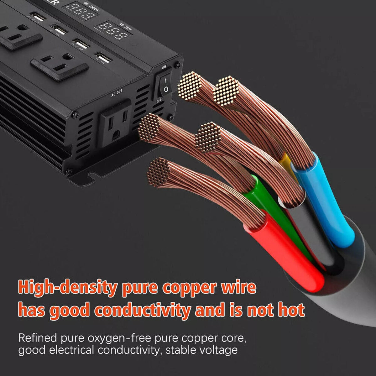 DC 12V to AC 110V Sine Wave Solar Power Inverter with an LCD Display, Capable of 6500W Peak Power. It Features a Universal Socket for Easy And Convenient Connections, Making It Ideal for Emergencies And Suitable for Mobile Phones, Rvs, Electronics