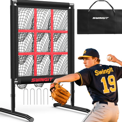 9-Pocket Baseball Pitching Net with Adjustable Targets & Carry Bag for Pitching Practice All Skill Levels