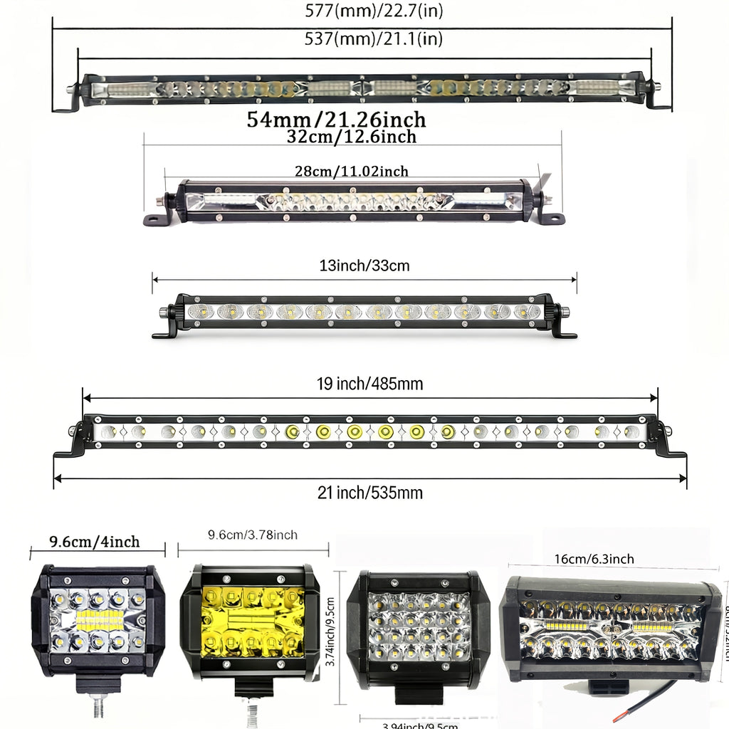 [4"-22" LED Vehicle Lights]-Various Combinations Of Long Strip Lights And Short LED Work Lights for You to Choose From Light Offroad for Jeep Truck Pickup-Easy to Install