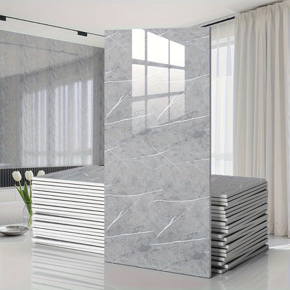 Marble Pattern Wall Stickers Vinyl Decals Oversized Glam Style Self Adhesive High Gloss Removable Wallpaper for Kitchen Bathroom Living Room Office Home Decor 20 40 Pieces Multiple Colors