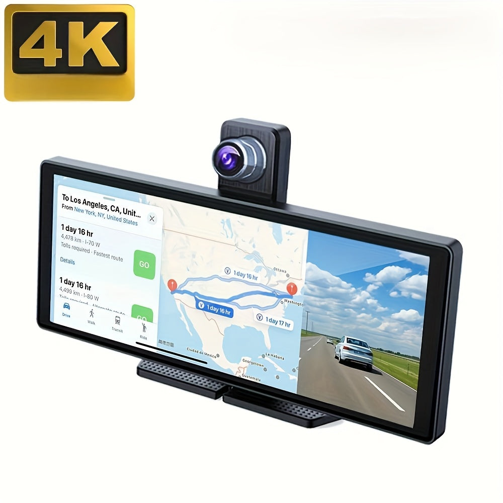 High-Definition Front Camera 10.2-Inch Large Car Screen, 4K Ultra-Clear Display, Carplay/Android Auto Control Supporting BT Wireless Connection, Parking Assistance, Entertainment, Video Playback, Positioning Navigation Phone Answering, with 64GB TF