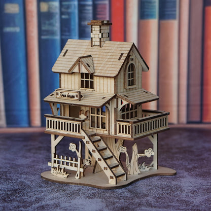 3D Wooden Puzzle Model Kit Forest Cabin – DIY Rustic Treehouse Building Set Interlocking Wood Blocks, STEM Brain Teaser Architecture Craft Gift for Adults Teens Home Office Decor