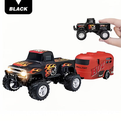 Mini Alloy RC Monster Truck 1:64 Scale 2.4GHz Off-Road Crawler with LED Lights, Street Graffiti Spray-Paint Design, White Headlights & Red Taillights – 5 Colors Kids Gift