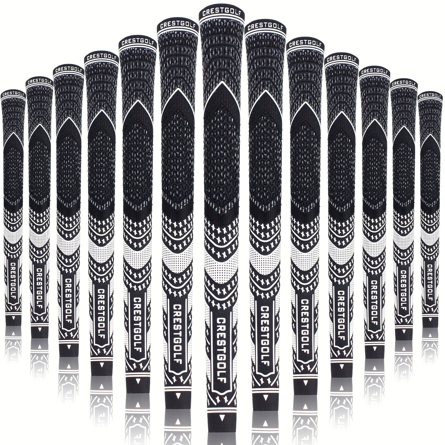 Midsize Golf Grips Set 13 Pack – All Weather Hybrid Rubber Golf Club Grips with Ecological Yarn Thread Technology, Multiple Colors, Fits Full Set of Clubs (Black, White, Red, Orange, Yellow, Blue, Gray)